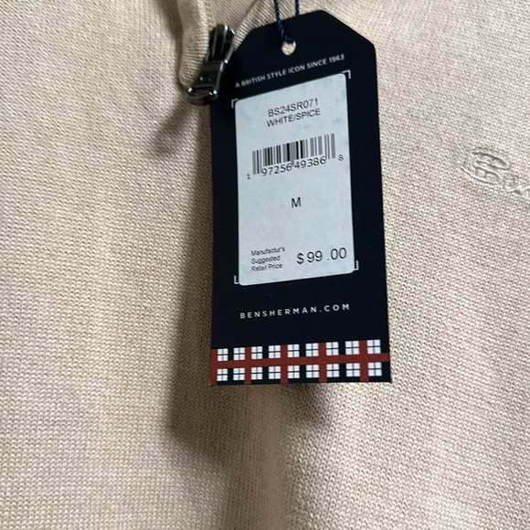 Ben Sherman Knit Short Sleeve Medium M Tan NEW NWT - Picture 3 of 4